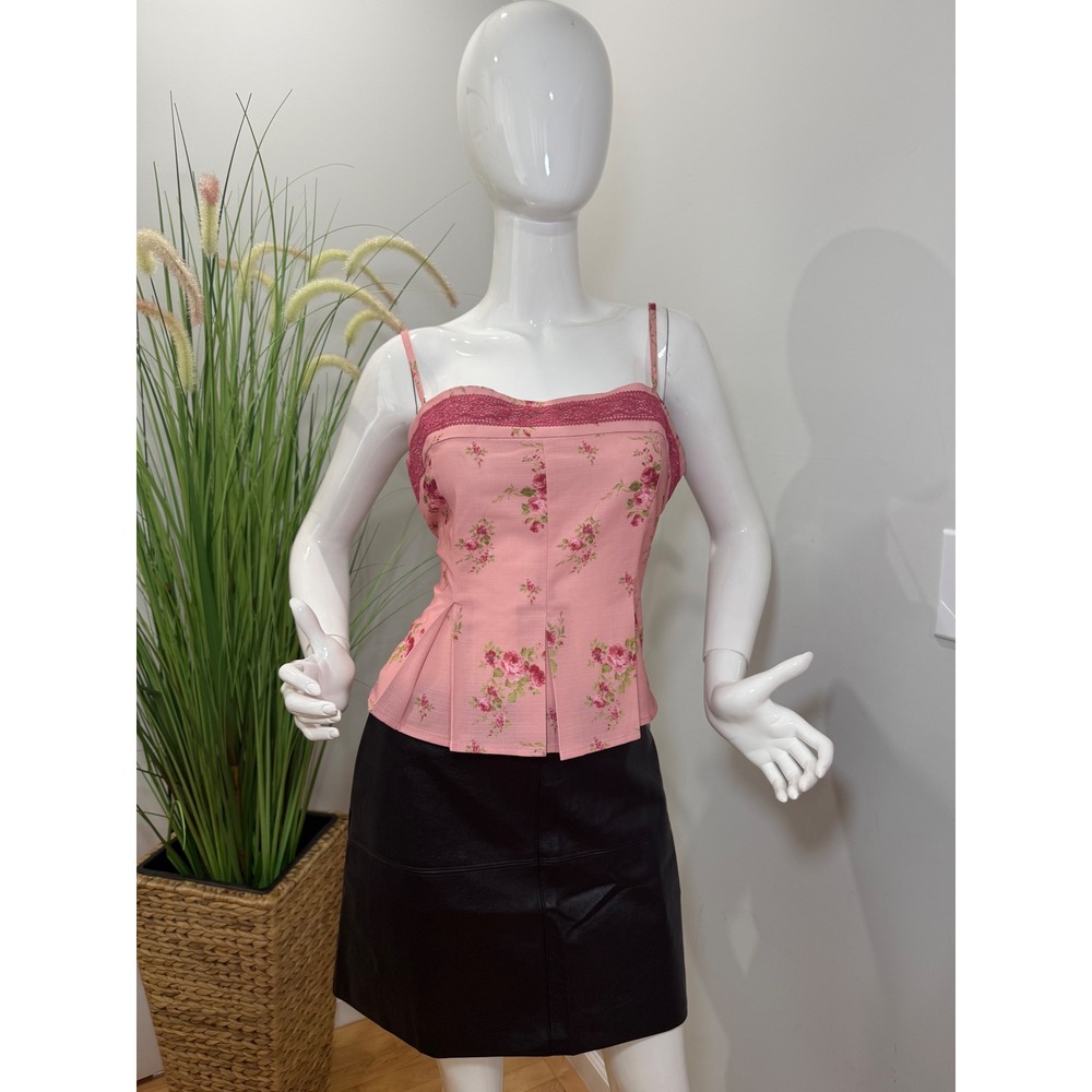 Commense Floral Peplum Cami Top Lace Trim Style Blouse Tank Top size XL /12 - Picture 10 of 10